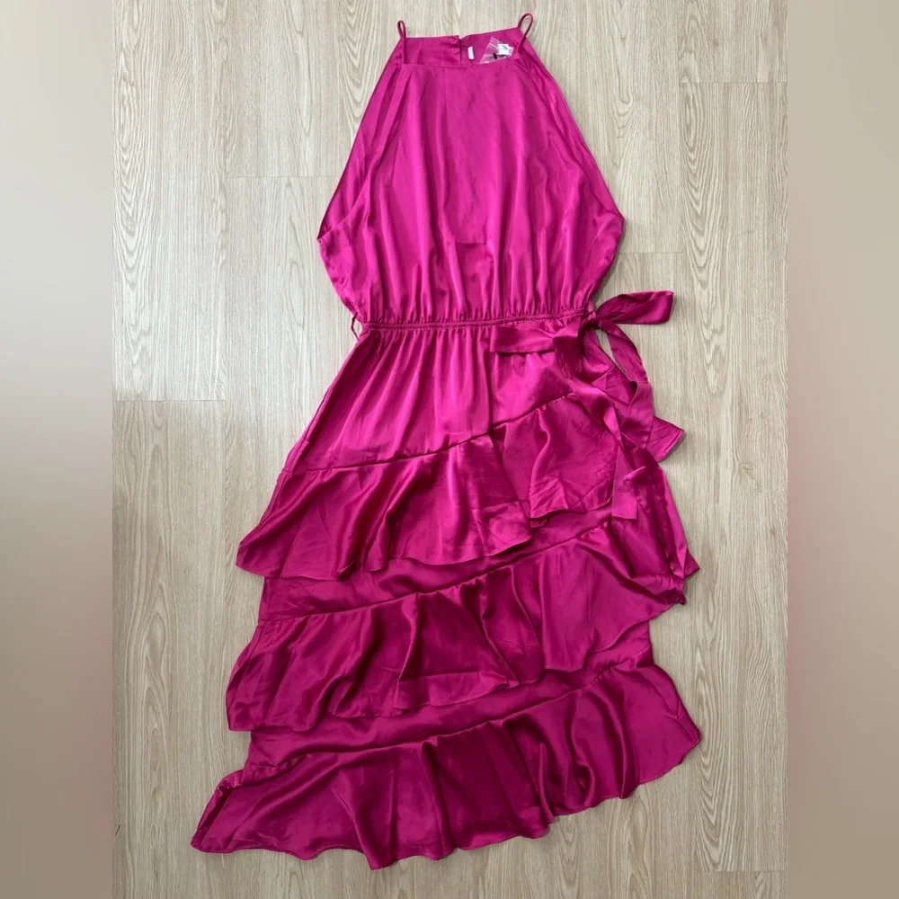 Petal & pup satin ruffle tiered midi dress nwot - Picture 5 of 5